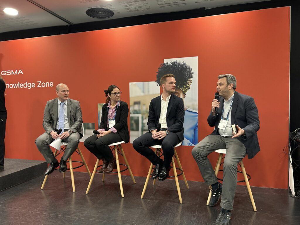 Panel session with (from left to right): Matthew Strickland (GSMA), Alizée Geze (Altaï Consulting), Johan Schaaf (Bopinc) and Raphaël Hara (Ksapa)